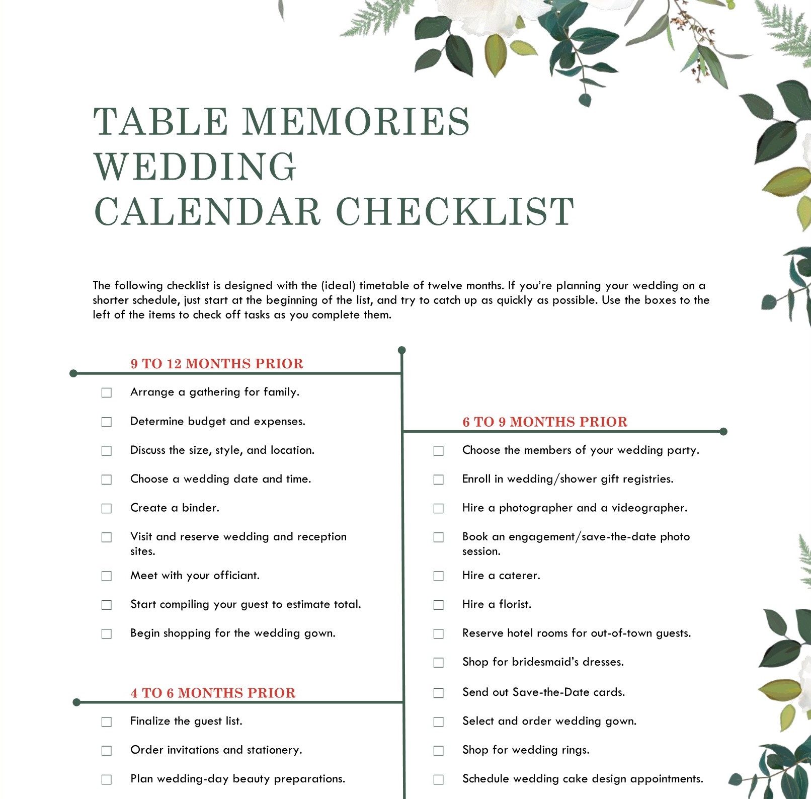 DOWNLOAD WEDDING TIMELINE CHECKLIST